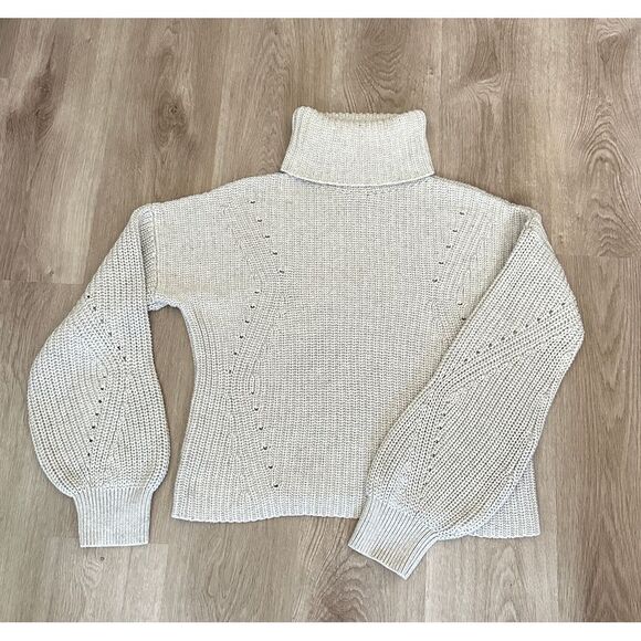 Brass Sweaters - Brass Clothing Gray Ribbed Long Sleeve Chunky Knit Turtleneck‎ Sweater Sz L NWOT
